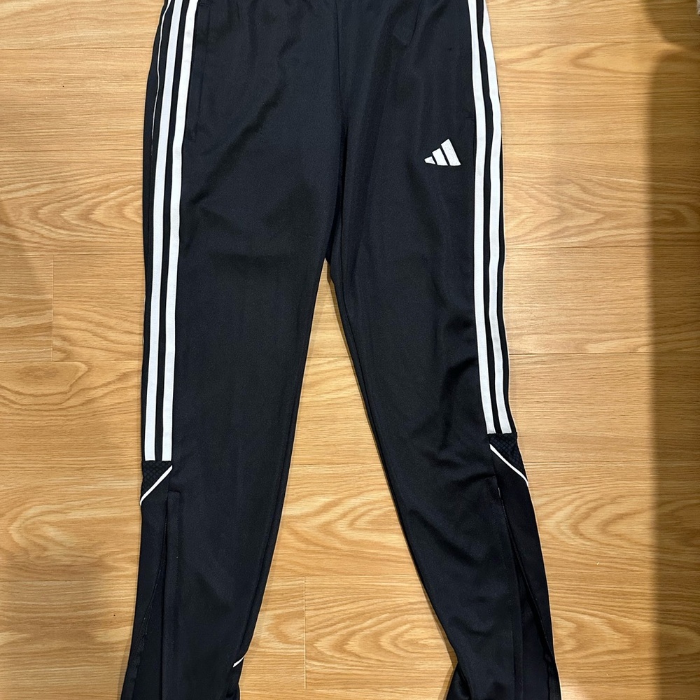 Adidas Kids Black Joggers with White Stripes